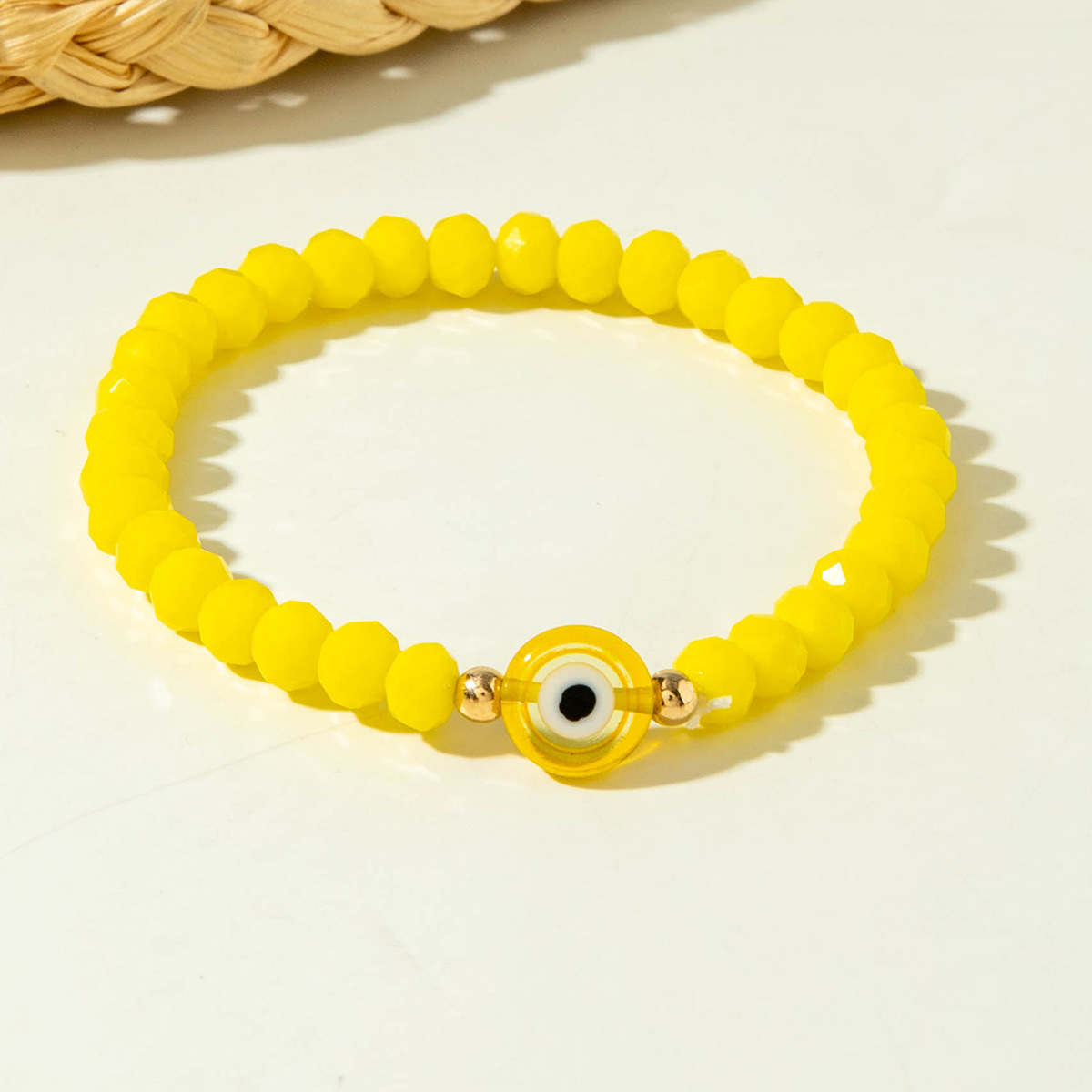 6pcs Women's Glass Devil's Eye Bracelet Set, Stackable Bead Bracelets