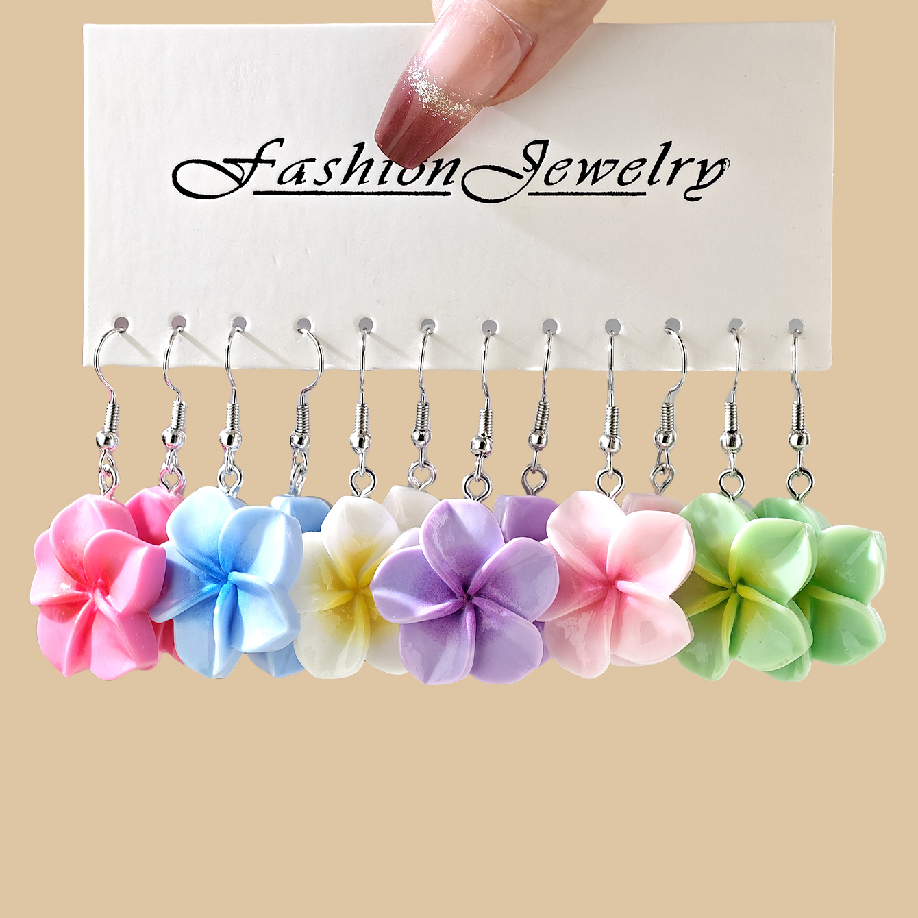 TEMU 12 pièces Boucles d'oreilles en résine Plumeria style bohème pour femmes, bijoux minimalistes tendance cross-border