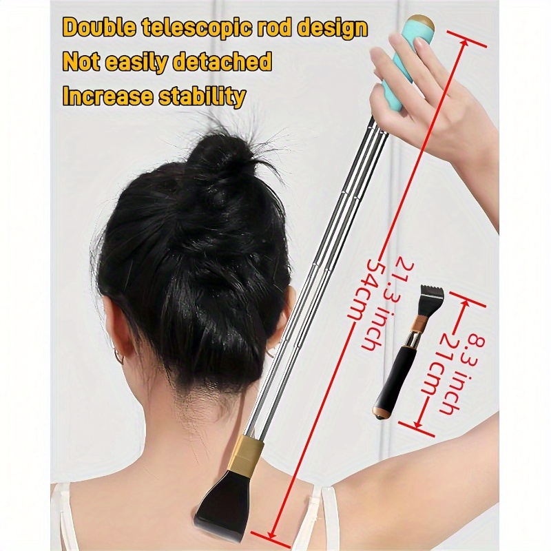 2-pack extendable back scratcher & massager - heavy-duty extendable double-pole design, long reach (8.3-21.3in), non-slip grip - portable back   tool for adults, seniors, travel, home, office - ideal gift for back, neck, shoulder, legs - black,   accessory, ergonomic handle, durable construction, personal massager, travel essential, hand massager scratching  es,  , good practical and   friends and Product details 1
