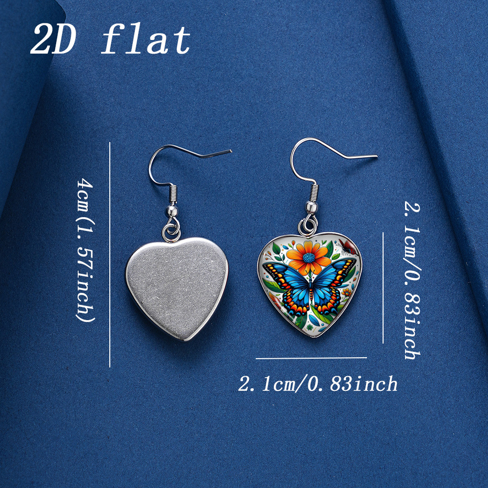 Women's Vintage Bohemian Butterfly Heart Earrings, Hypoallergenic