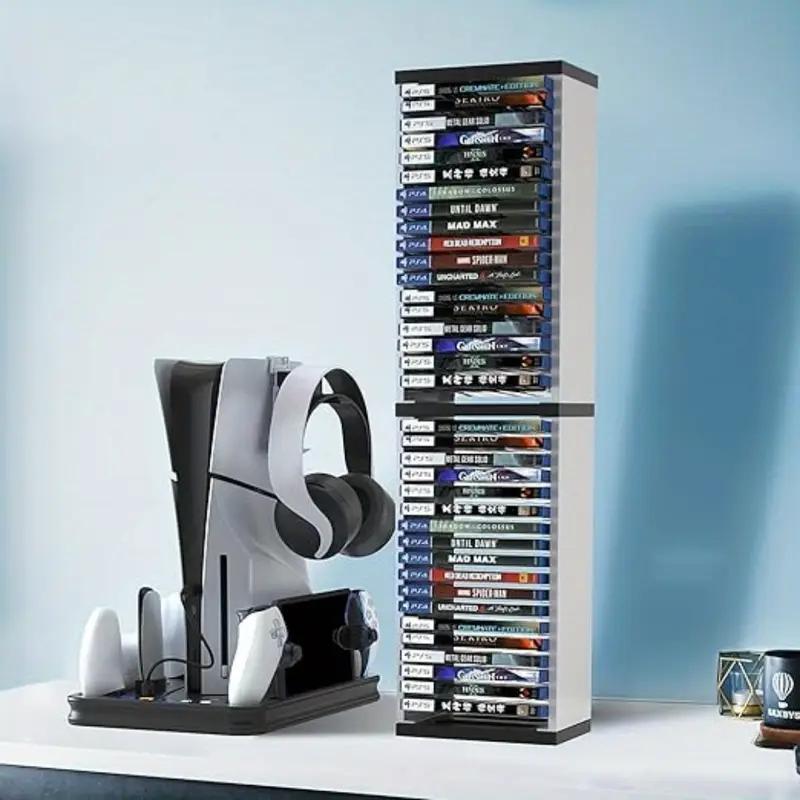 Image of 36 Cd Disc Blu- Ray Case Video Game Storage Tower - Universal Dvd Holder Shelf Rack Stand For Switch, Ps5, Playstation 4, , Movies