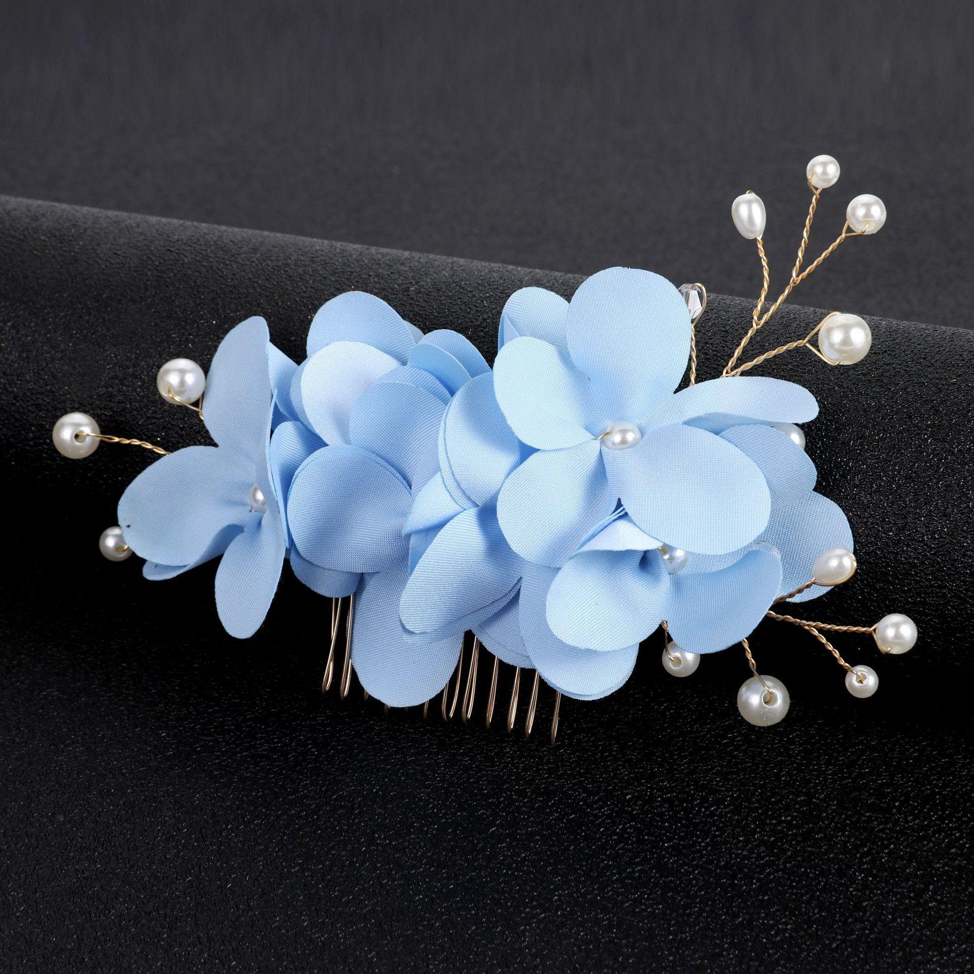 TEMU Peigne à Cheveux en Tissu Fleur Rouge Style Coréen - Accessoires de Mariage Bordure pour Épouse, Peignes pour Cheveux