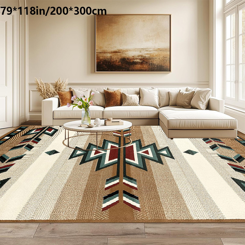 TEMU Golden Diamond Velvet + 800g/m² + Non-slip Dot Backing 1pc Christmas Decorative Area Rug Bohemian Vintage Nordic Carpet, Slip-resistant, Machine
