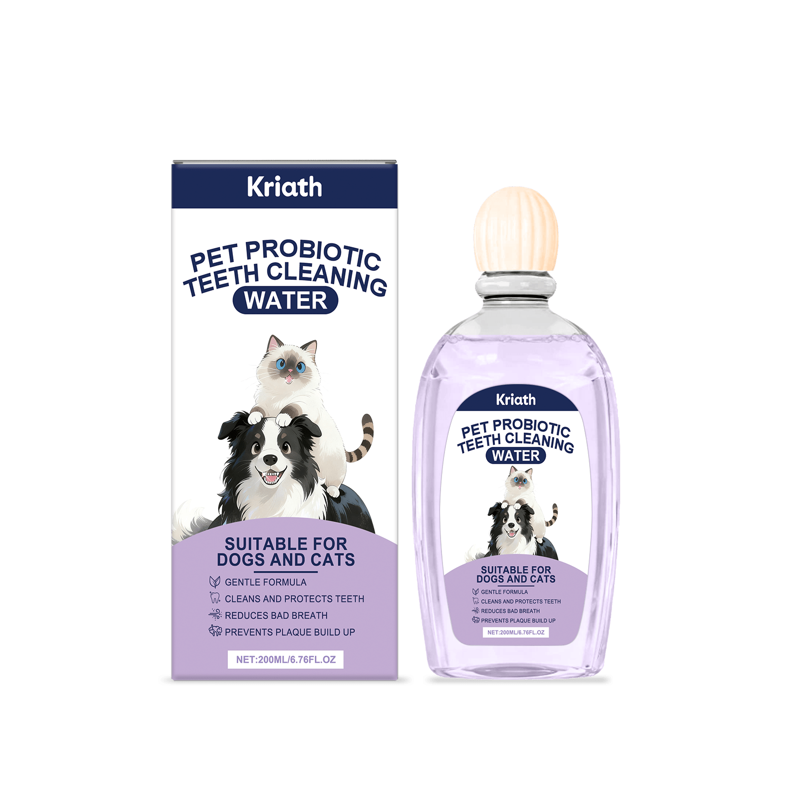 Kriath Pet Probiotic Teeth Cleaning Water | For Pet Oral Hygiene, Breath And Cleans Teeth