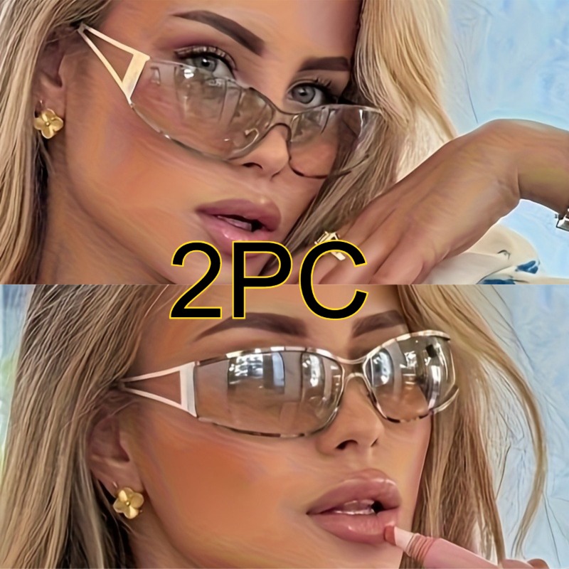 TEMU 2pcs New Product, New European And , High-silver + Golden -changing Glasses, Trend Eye Protection, Unisex.