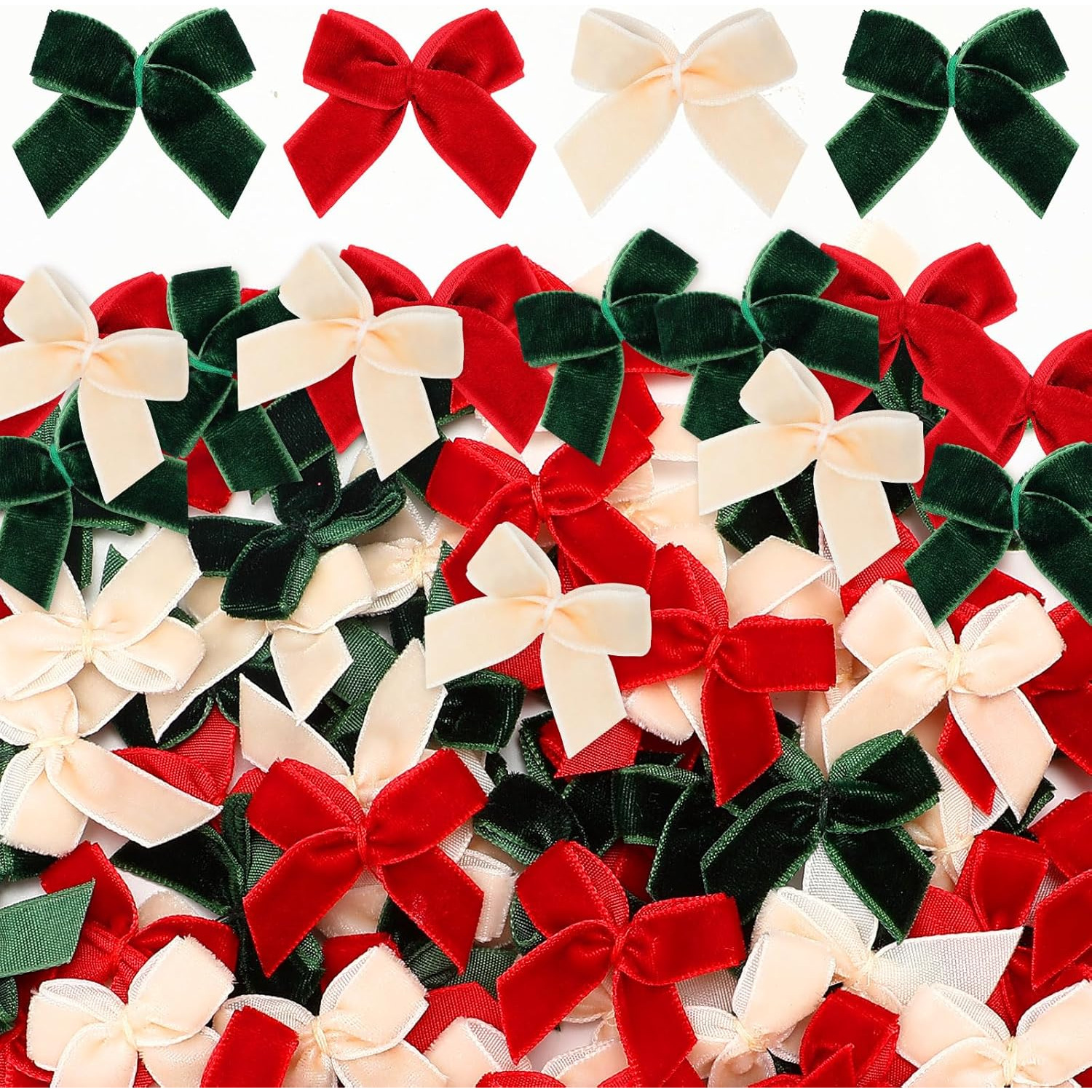 TEMU 120pcs Mini Christmas Bows Velvet Christmas Bows For Crafts Xmas Twist Tie Bows Ribbon Bowknot Christmas Embellishments Christmas Craft Sewing