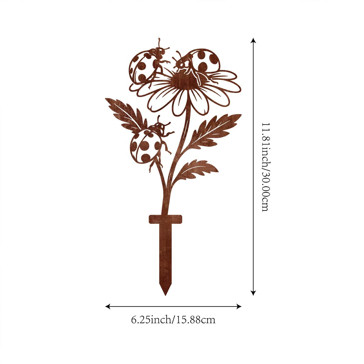 TEMU [2d Flat] 1pc. Rust- Ladybug Garden Decorative Stake, Outdoor Yard Lawn Garden Stake, In Gardens, Lawns, Yards, , And Entrances - Garden Stake