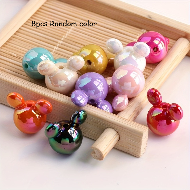 E-shop 8 Stück Acryl-Mauskopf-Perlen in zufälliger Farbe, für Halsketten, Schmuckherstellung - Armbänder, Ohrringe, Handyketten, Schlüsselanhänger,