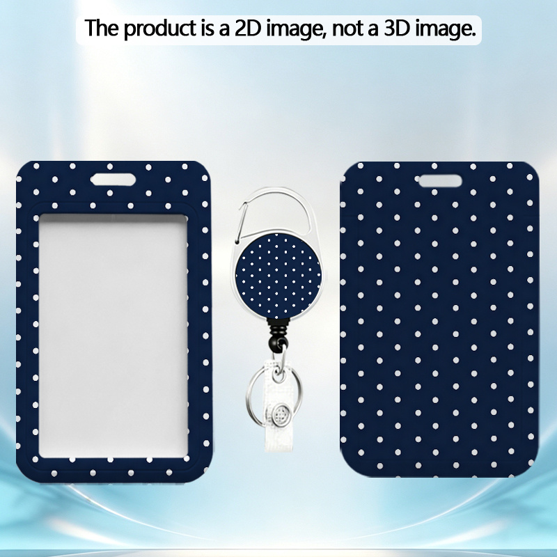 TEMU [2d Flat] Polka Dot Pattern White Dots Printed Card Holder, Stretch Clip-style Id Lanyard - Id And Credit Card Holder, Heavy-duty Id Lanyard For
