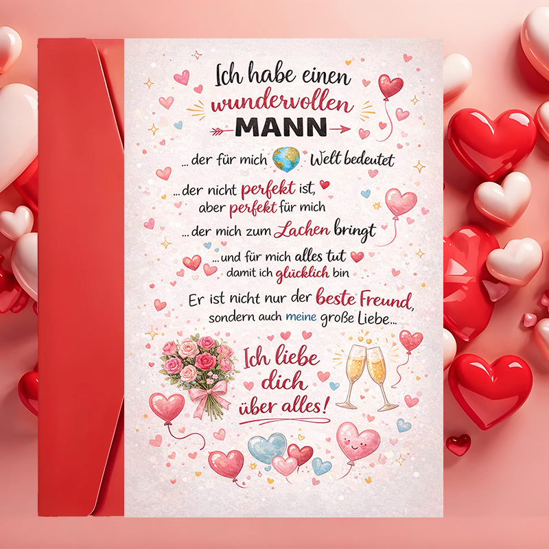 E-shop Eine romantische Grußkarte mit Umschlag, mit einer ehrlichen Botschaft, ideal zum Feiern des Jahrestages, Geburtstags oder jedes besonderen
