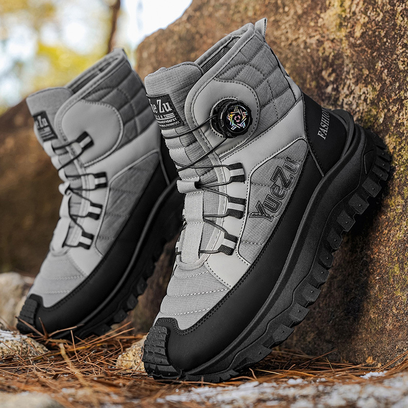 mens black and white checker high top travel hiking boots knob   free   shoes quilted breathable outdoor shoes slip resistant thick   proof skiing daily versatile mens boots