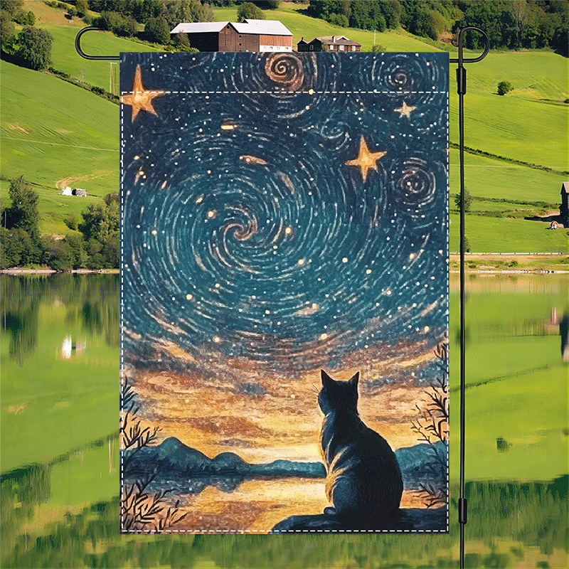 

Starry Garden Flag - Double-sided, Waterproof Burlap, Outdoor Decor, 12x18 Inches