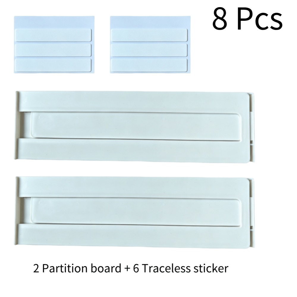 TEMU 8pcs Adjustable Drawer Dividers Set, Includes 2 Removable Dividers + 6 Nano Adhesive Pads, No-drill Retractable Foldable Organizer, Suitable For