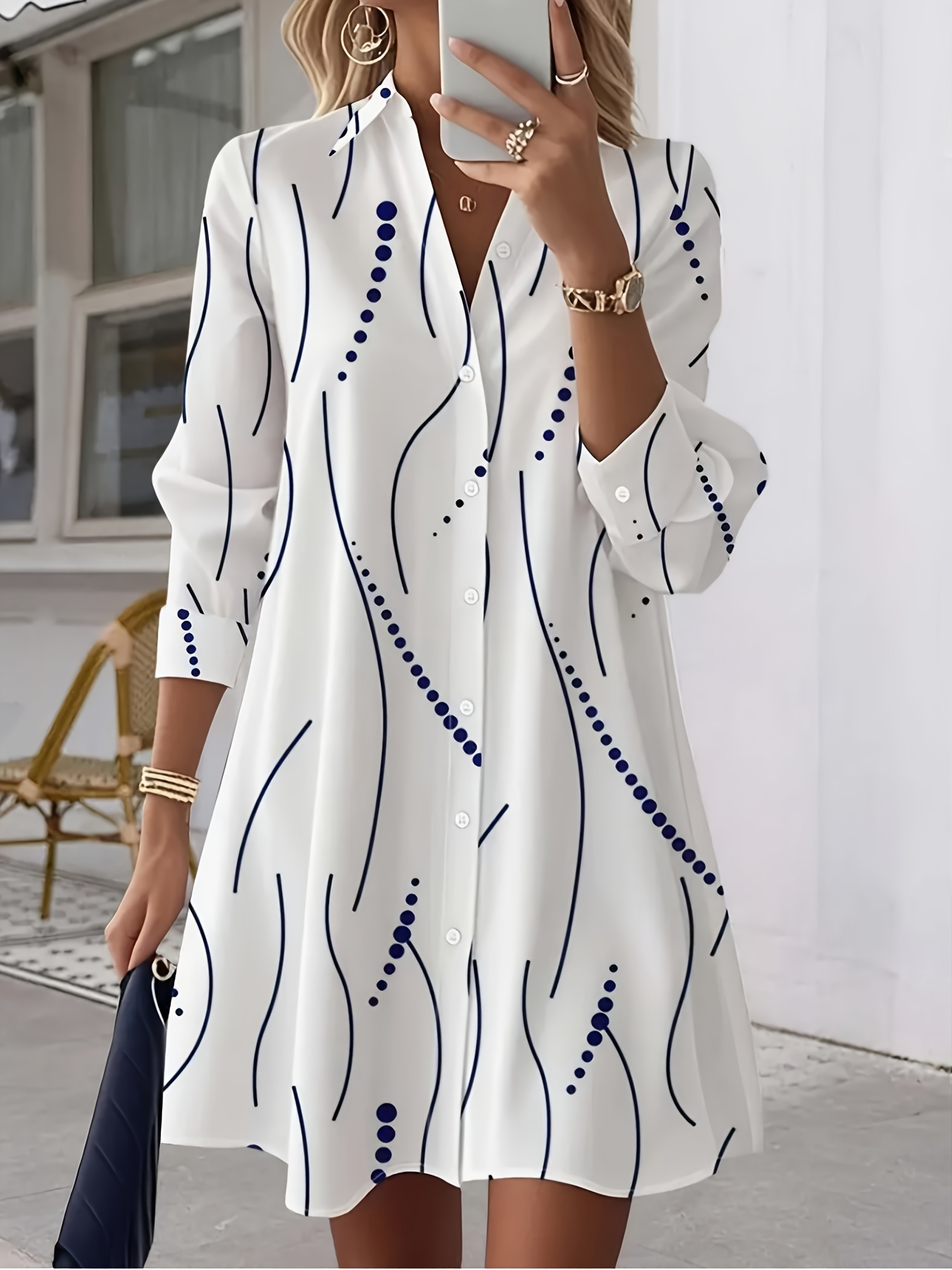 white christmas dresses Tencel Mini Shirt Dress Medium Blue / M main image 1