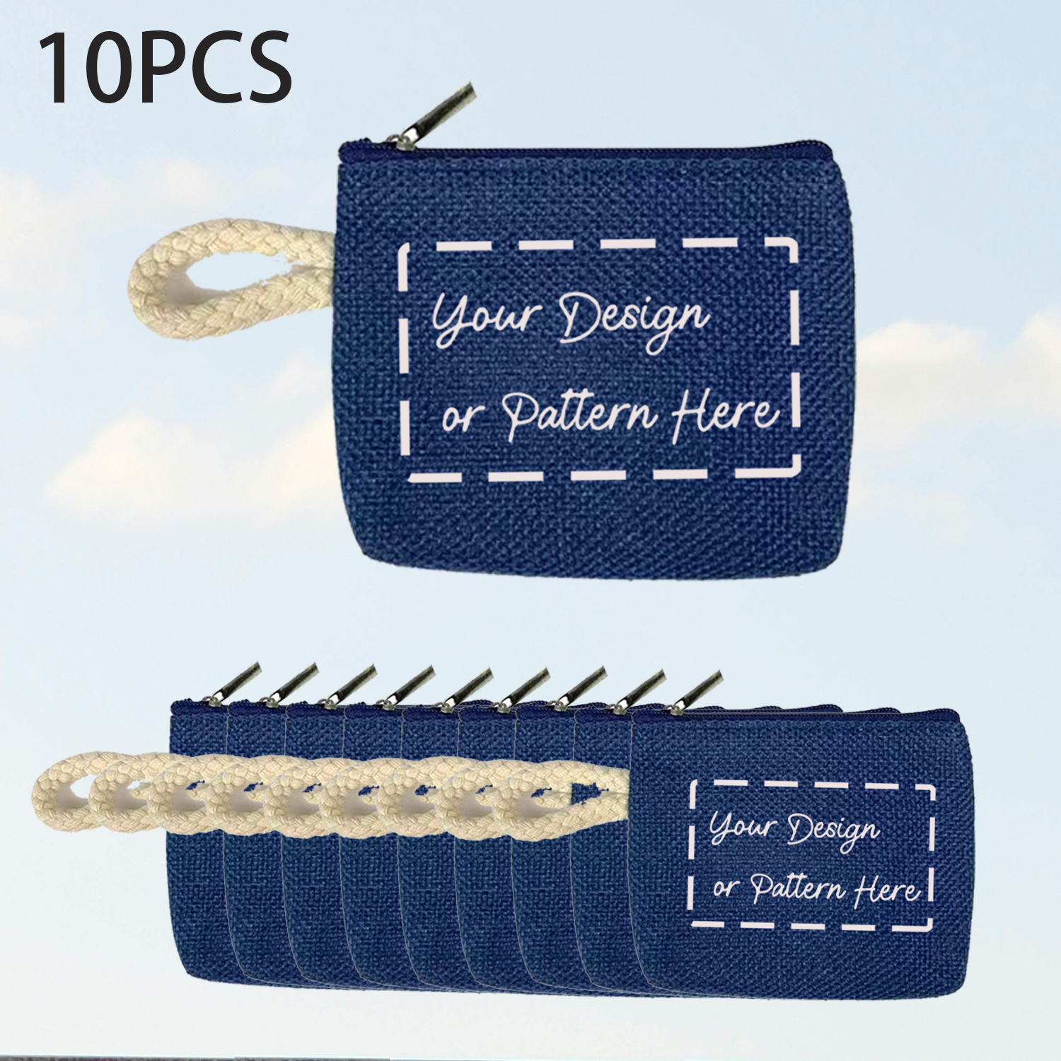 TEMU 10-pack Women' Casual Coin Pouches, Customizable With Personalized Logo, Image, Name, And Phone Number Via Hot Stamping. Ideal For Storing