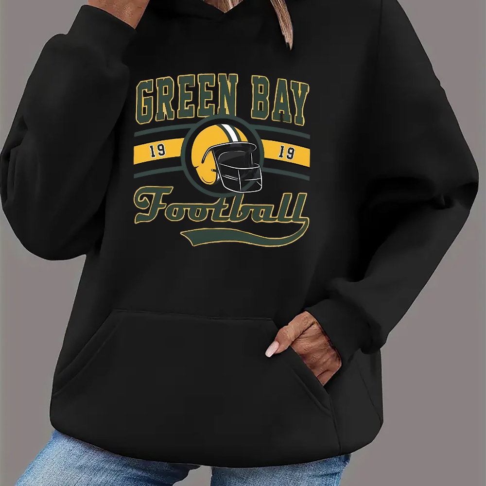 

Football-inspired Women's Hoodie With Kangaroo Pocket - Casual Sporty Sweatshirt, Polyester, Machine Washable