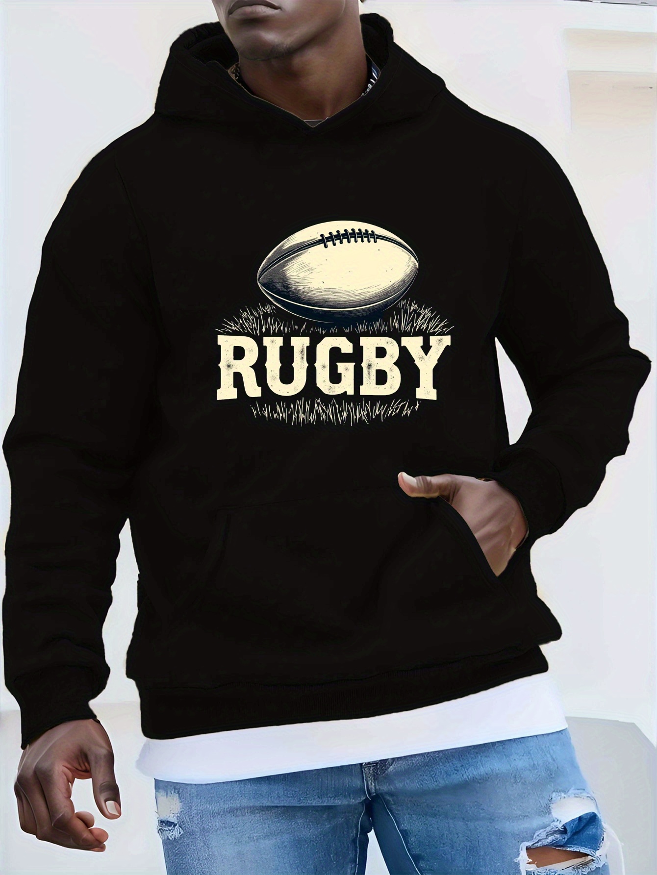 sudadera rugby talla hombre negra casual larga Temu Mexico