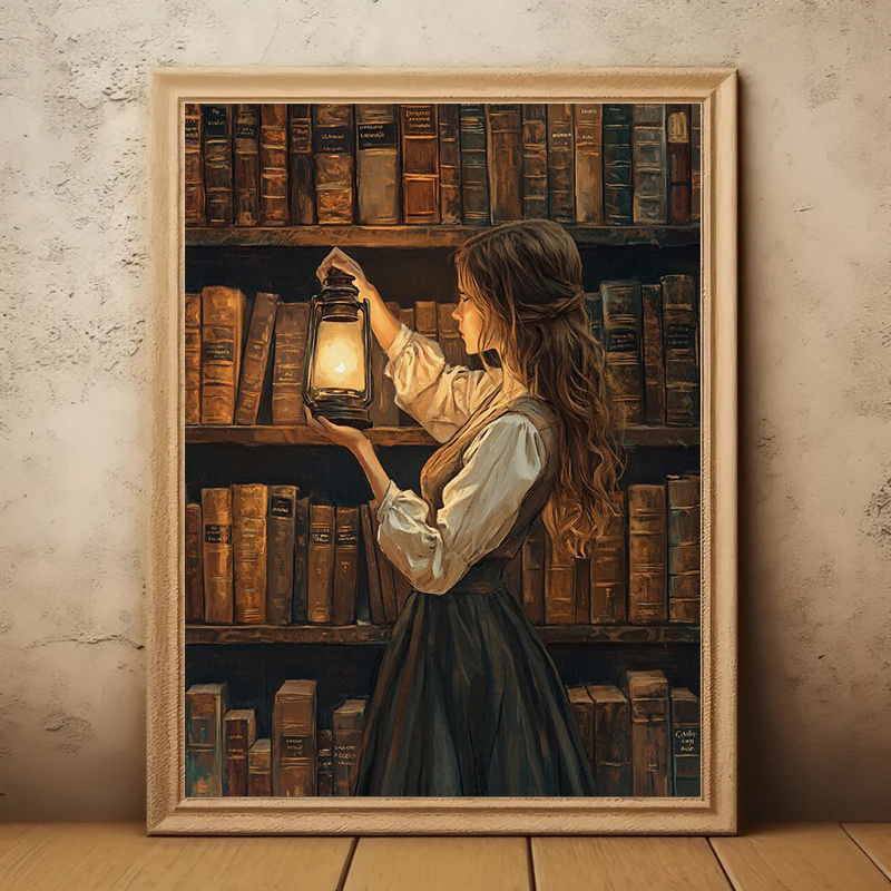 TEMU Plat 2D, 1 pièce 12"x16" Impression d'art Lanterne de vintage - Dark Academia Gothique, convient pour la décoration murale des amoureux des