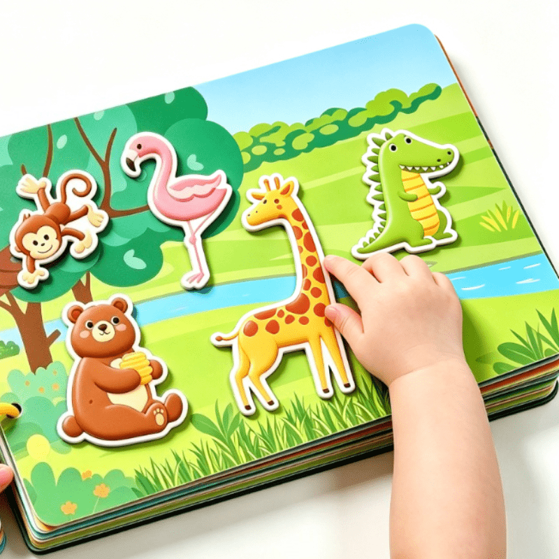 Animals Theme Interactive Quiet Book with Stickers