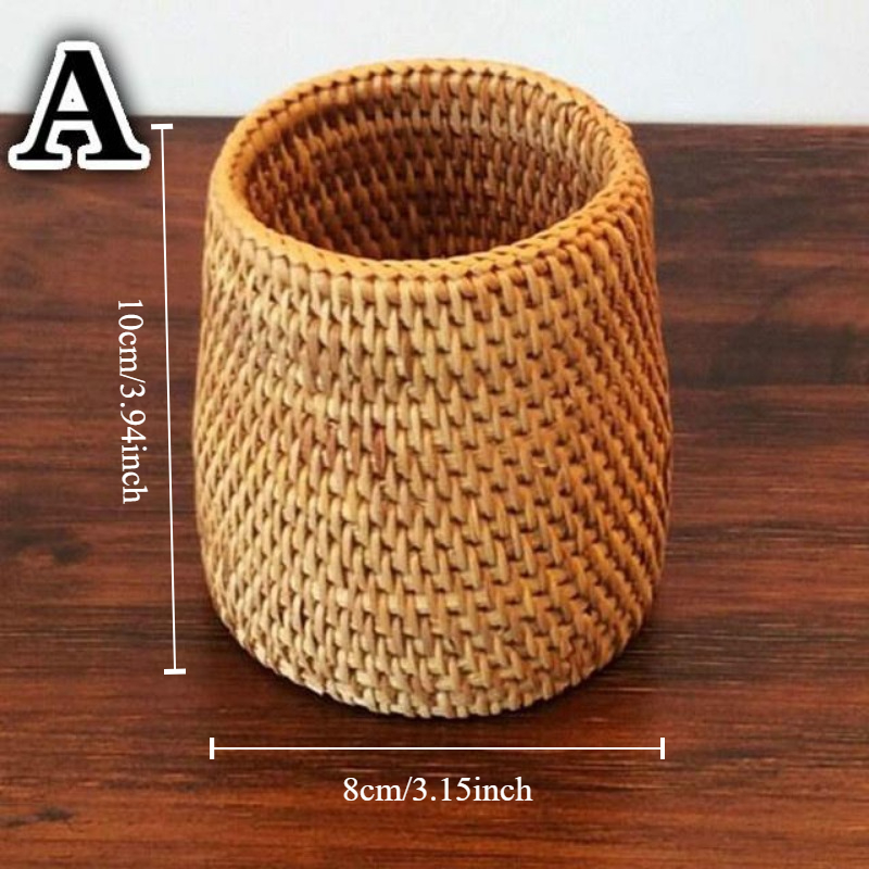 Rattan Storage Basket - High-quality Woven, Durable Lightweight Utensil Holder, Kitchen Home Decor (7.5x9x 10cm), Kitchen Tool Organizer