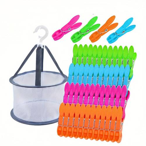 this set 24 hangers and a storage basket designed for organizing household laundry including underwear socks and clothes while optimizing space