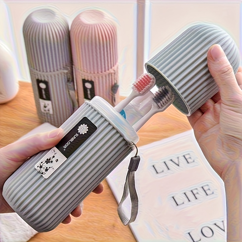 2pcs travel toothbrush set with portable storage box rinsing cup and toothpaste holder alcohol free easy design essential oral care supplies for business trips