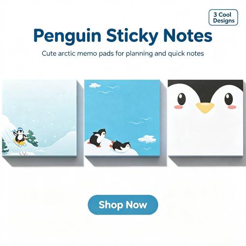 3pcs cute penguin cute self memo office decoration gifts teacher student meetings and office supplies are suitable as gifts