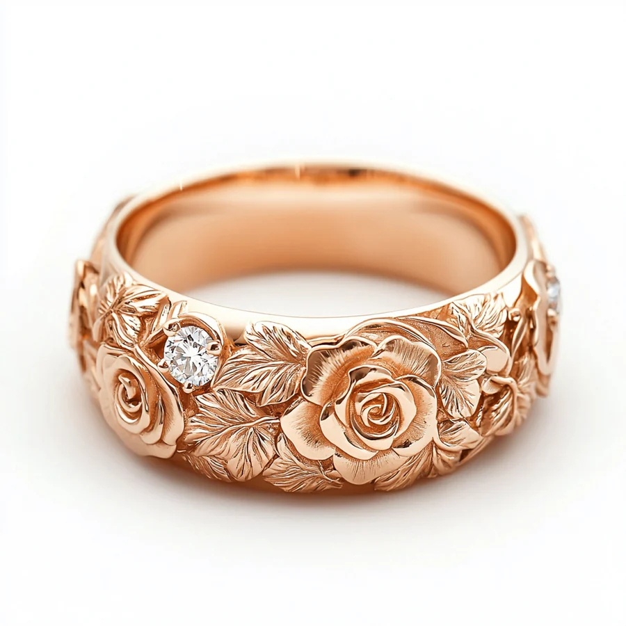 Women's Bohemian Floral Leaf Pattern Ring with Synthetic Zirconia
