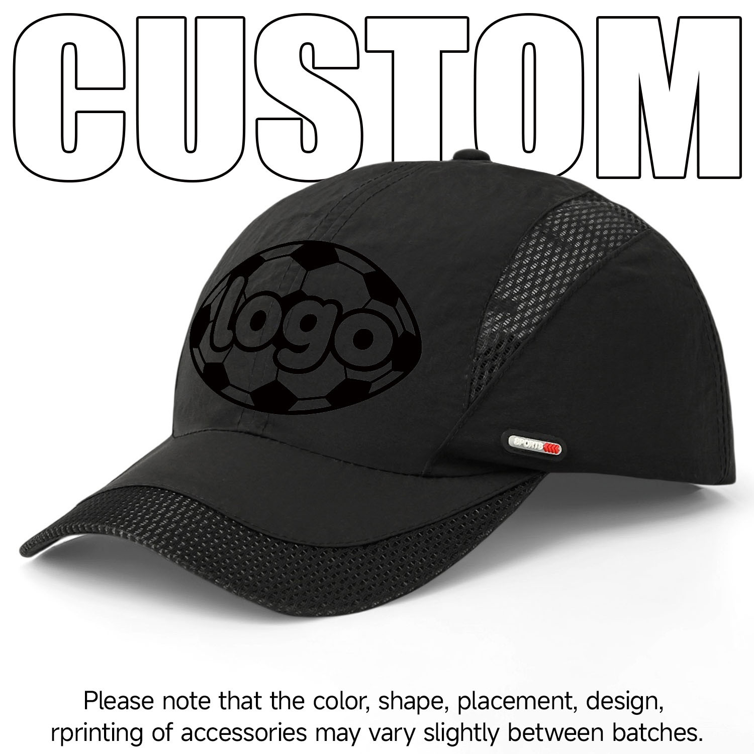 TEMU [customization] Quick-dry Breathable Sports Baseball Cap With Customizable Picture, Mesh Panel Quick-dry Baseball Cap, Outdoor Running Sun Hat,
