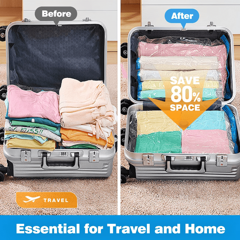5pcs Vacuum Storage Bag Set with Manual Pump, Durable and Space-Saving