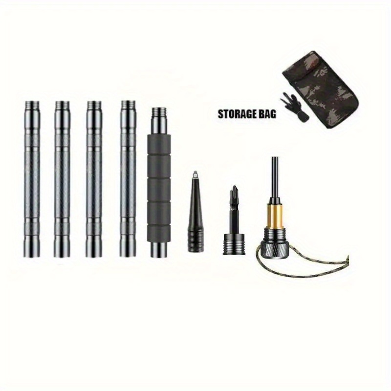 TEMU Hiking Tactical Stick Walking Staff- Outdoor Multitool Gear Trekking Pole Collapsible Retractable Premium 11 In 1| 5 Tubes