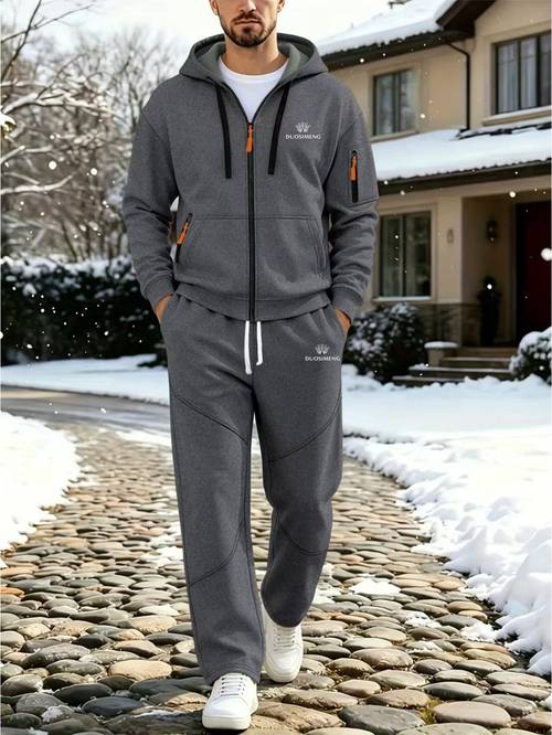 mens street style sport 2pcs set windproof fabric practical multi pockets balancing and trendiness for a free and stylish autumn winter outing