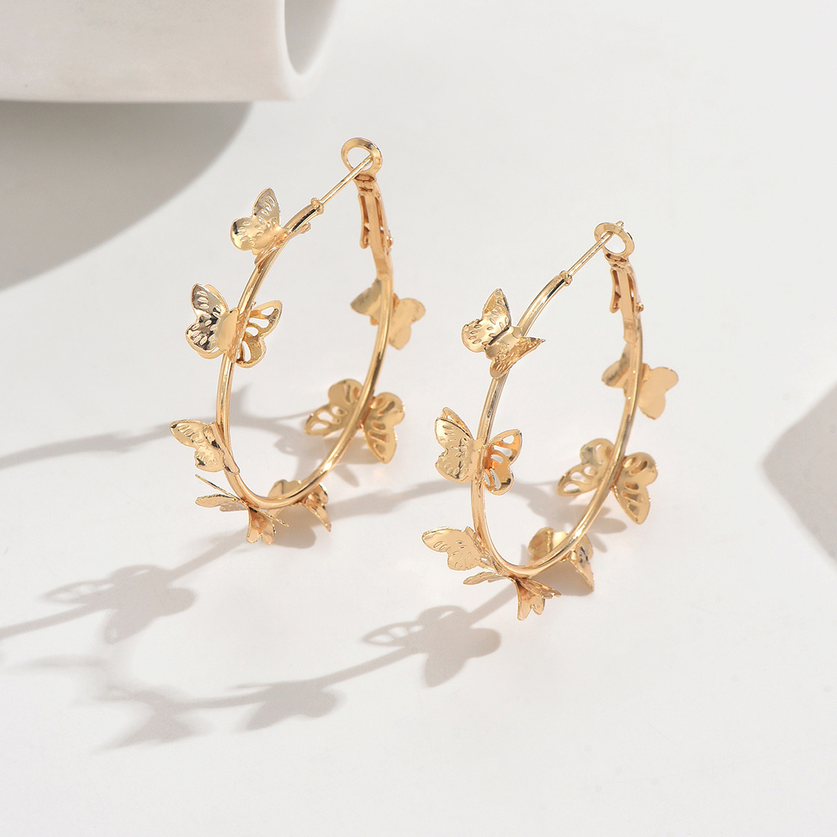 Women's Golden Butterfly Hoop Earrings