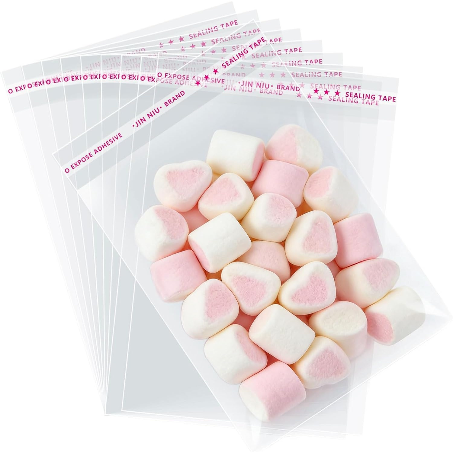 TEMU 102 sacs en cellophane transparent auto-adhésifs, sacs à biscuits en OPP, petits sacs en cellophane auto-adhésifs et refermables pour sucreries,