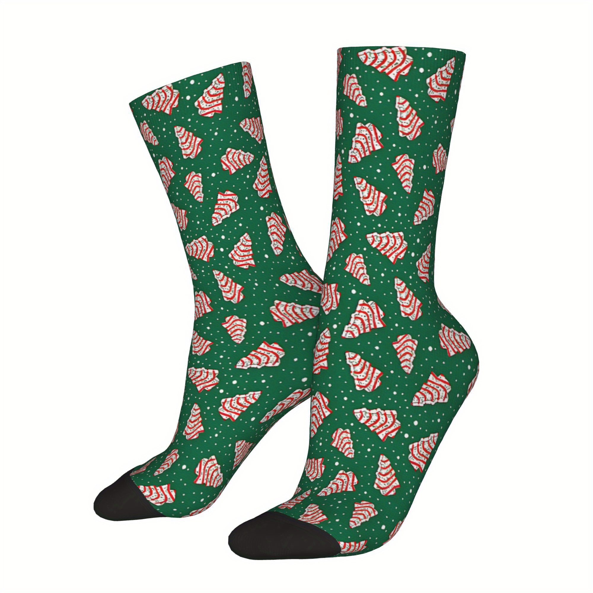 

Christmas Tree & Cake Print Socks, Fun Novelty Design, Gift, Christmas Decor