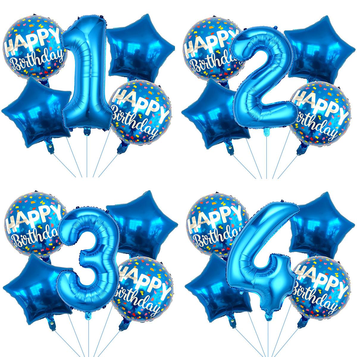 5er-set blaue zahlenballons, zahlenballons mit sternen &     für partydekoration,   für kinder & erwachsene, ideal für geburtstag, hochzeit, jahrestagsfeiern