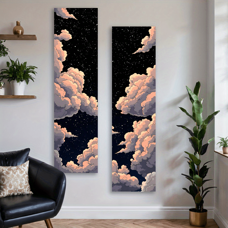 Starry Night Sky Tapestry Wall Decor Fantastic Clouds Set Of 2_voghion.com