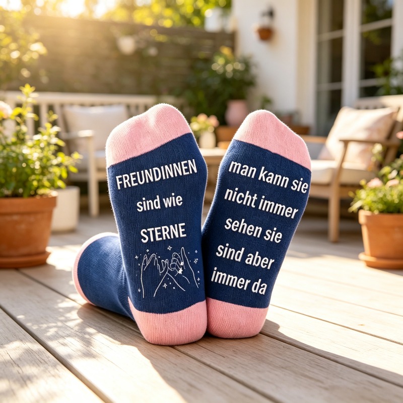 TEMU 1 Paar Quazilli Damen Deutsche Freundschaftssocken mit deutschem Text & Stern-Handgeste – Wadenhohes Bestie-Geschenk geeignet für Geburtstage,