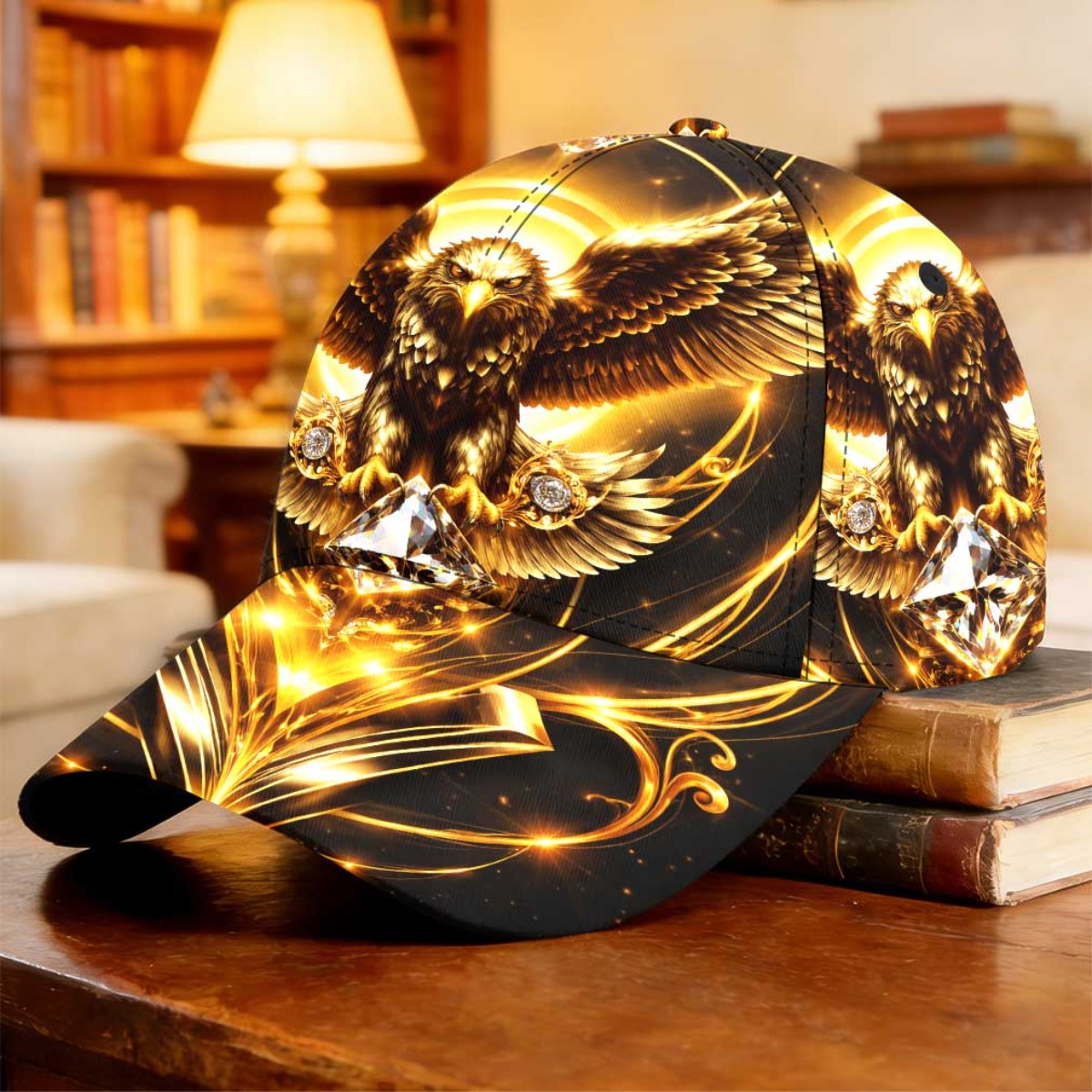 TEMU 1pc 2d Full Print Golden Eagle Majesty Baseball Father's Day Gift For Mom Outdoor Vacation Curved Brim Soft Breathable Lightweight Daily Use