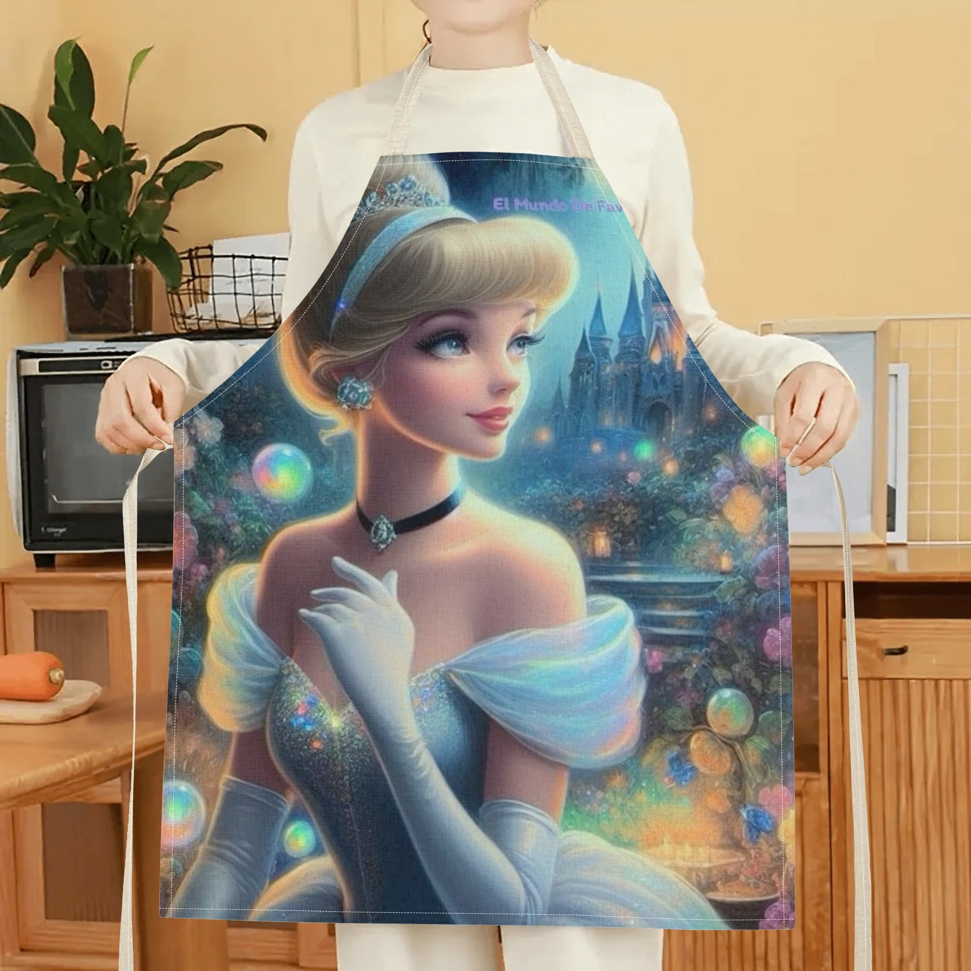 disney   a stylish waterproof apron featuring a cute cartoon design of princess  .   beautiful, fashionable, and simple, making  uitable for hotels, supermarkets, restaurants, fru hops, milk tea stalls, and   home use. details 5