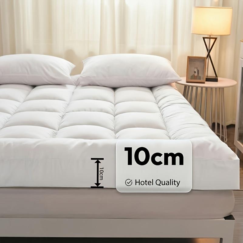 TEMU 10cm Hotel Quality Mattress Topper | Super Soft With 1100gsm Hollowfiber Filling | Elasticized Corner Straps| Summer Cooling Lightweight And |