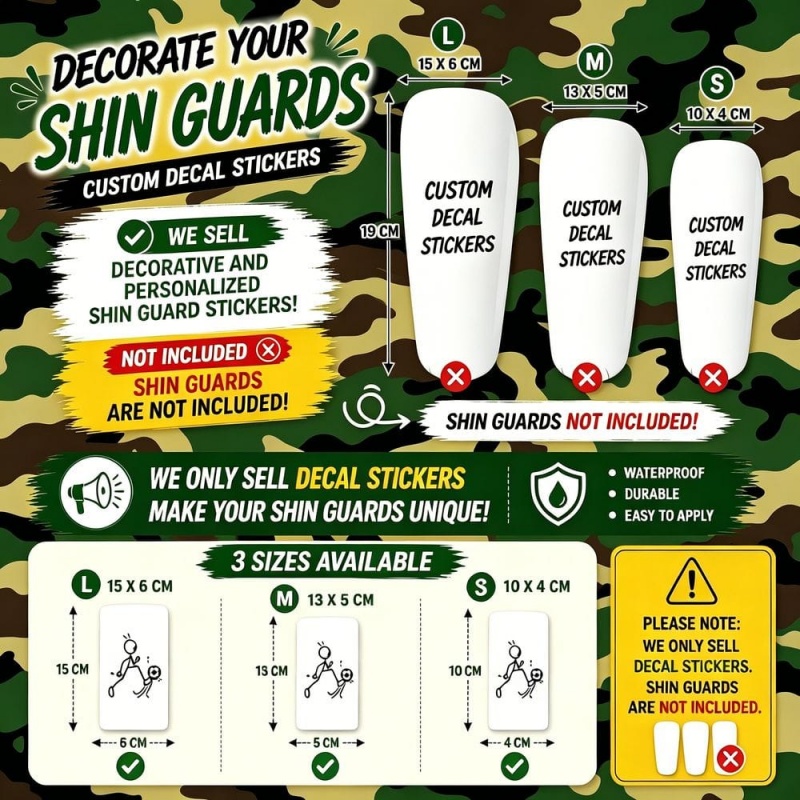 TEMU (note: Shin Pads Not Included) Matte Low-adhesive Self-adhesive Decorative Stickers, Waterproof And Scratch-resistant With Repositioning,