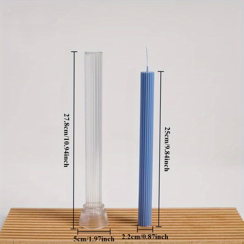 Vertical Stripes Long Pole Candle Mold Handmade Candle Making Supplies Acrylic Plastic Mould Kit Dinner Decoration Candle
