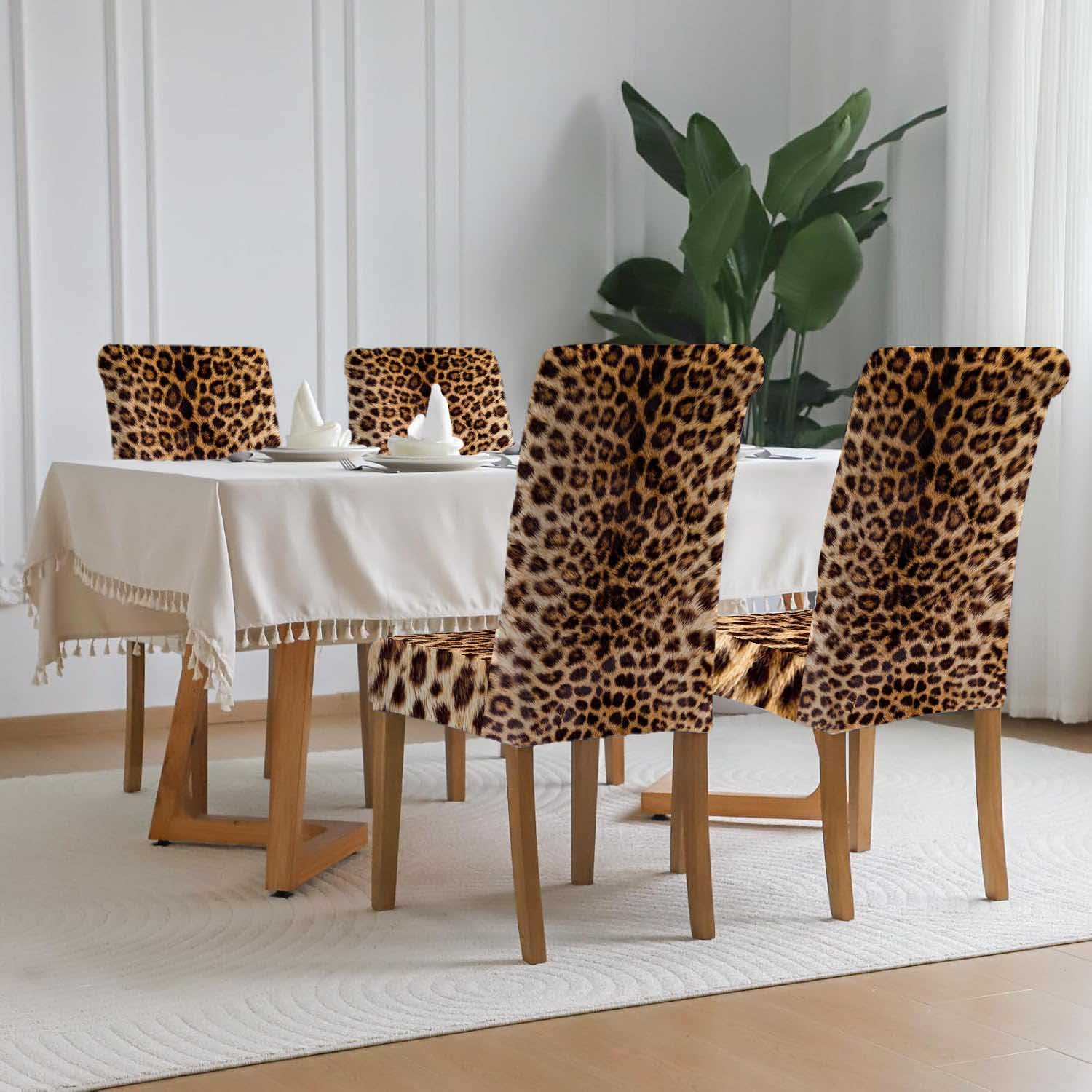 Chair Covers Leopard Print Side Chair Modern Elastic Chair Covers