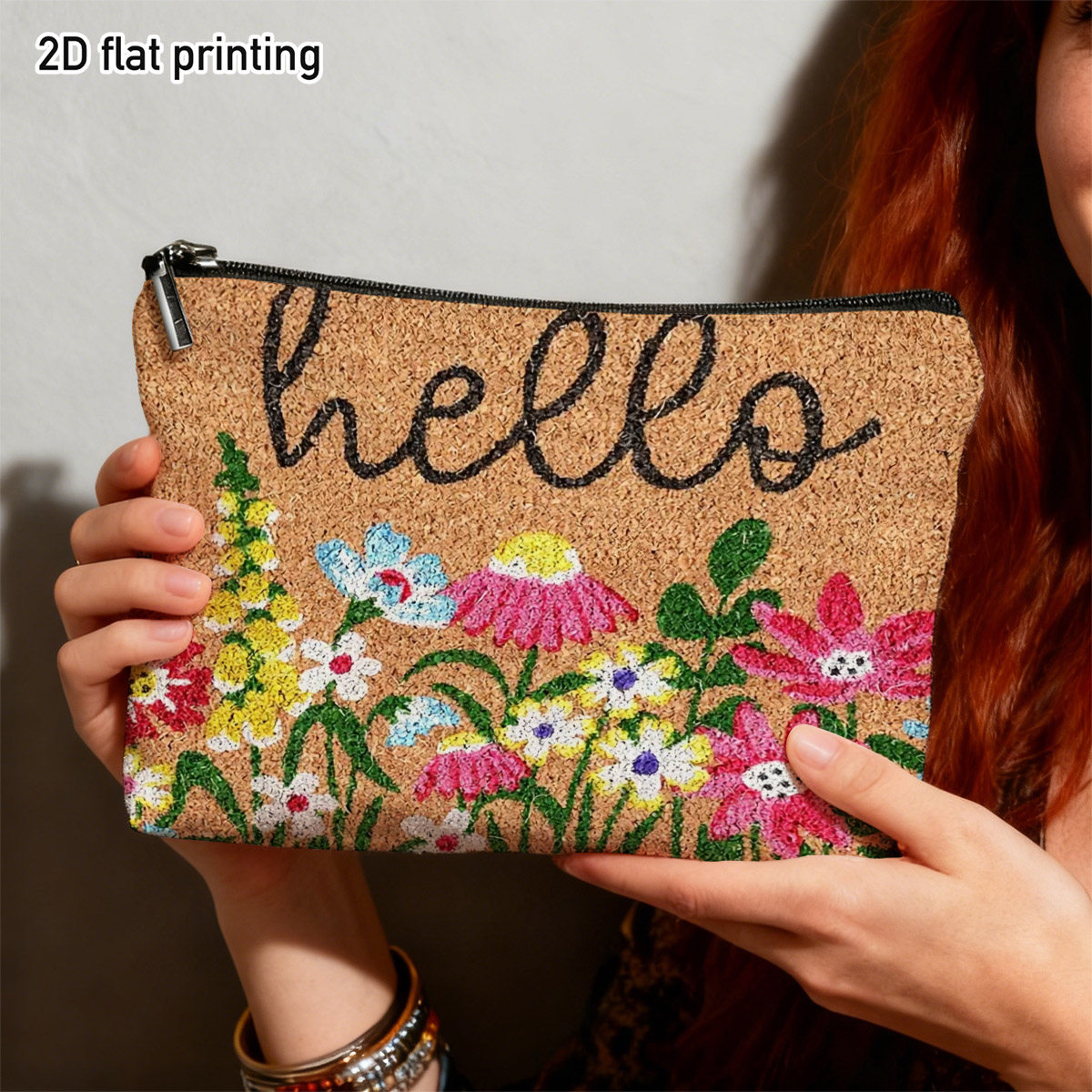 2d flat 1pc   garden makeup bag colorful floral hello print ideal for   storage weekend   spring picnic for  