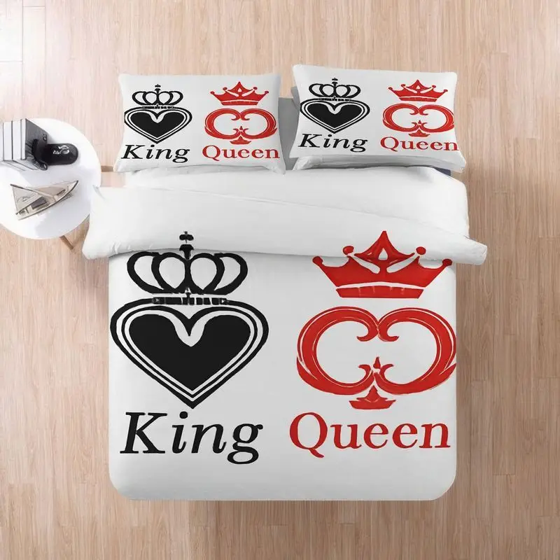 3pcs king queen couple bedding set white black pattern duvet cover pillowcase romantic wedding anniversary gift soft microfiber sheet bedroom decoration 1 duvet cover 2 pillowcases Product details 5