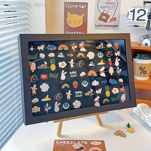 single pack badge display box transparent front collection box suitable for medals and badges pu leather shadow box with wall mount suitable for bedroom placement or store display used as a housewarming gift birthday gift or jewelr