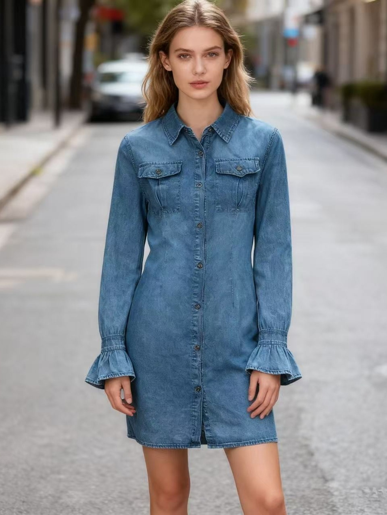 denim dress with pocket sold on Temu United States