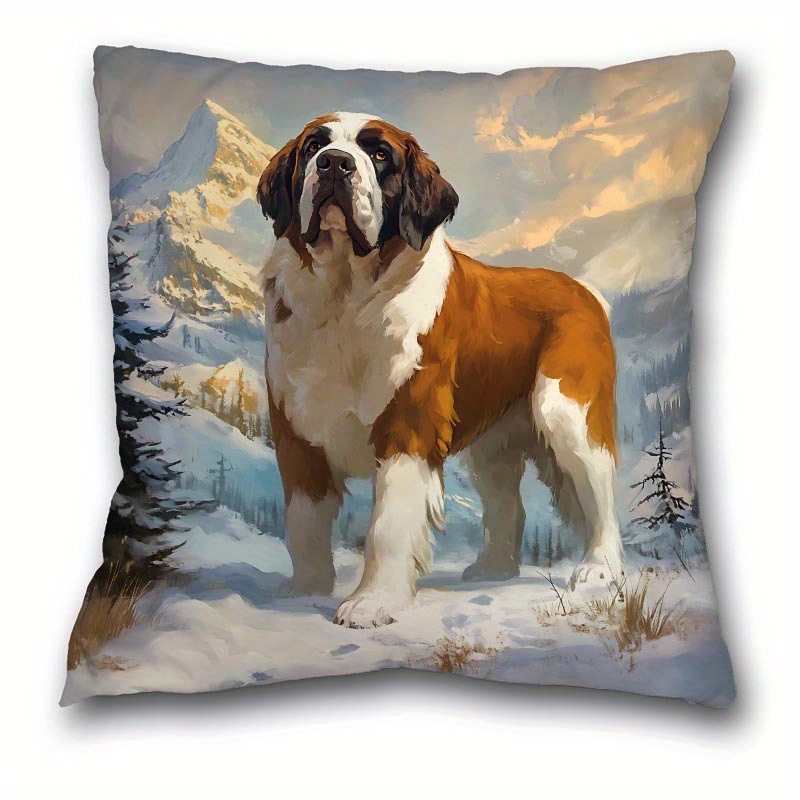 

1pc, Puppy Print Short Plush Pillow Case (17.7 "x17.7"), Animal Theme Pillow Case, Home Decor, Room Decor, Bedroom Decor, Architectural Collectible Accessories