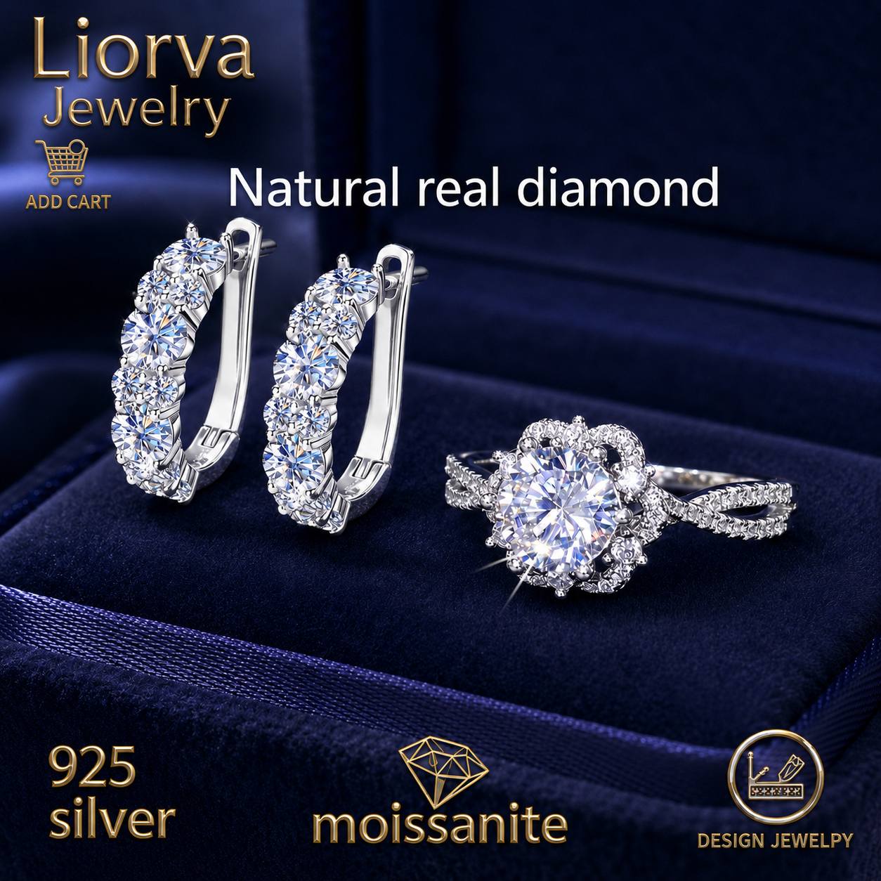 TEMU 2pcs Jewelry Set: Elegant Princess- And Earrings Set (925 Sterling Silvery With Moissanite) High-quality Womens Jewelry Claim Gift Perfect For
